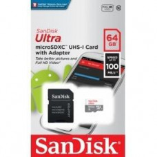 Micro SecureDigital 64Gb SanDisk SDSQUNR-064G-GN3MA Ultra Light + adapter