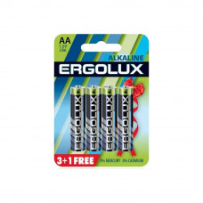 Ergolux  Alkaline LR6 BL 3+1(FREE) (LR6 BL3+1, батарейка,1.5В)  (4 шт. в уп-ке)