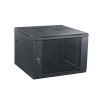 NEOMAX Шкаф телекоммуникационный   настенный 9U (600х450), стеклянная дверь, замок-ключ (3 шт), разборный, цвет черный (1 коробка)[NCB-WM9U-6045GK3-100-BK]