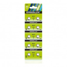 Ergolux AG13  BL-10 (AG13-BP10, LR44 /LR1154 /A76 /357 батарейка для часов)(10 шт. в уп-ке)
