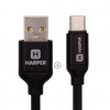 Harper Силиконовый Кабель для зарядки и синхронизации USB - USB type-C , SCH-730 black (1м, способны заряжать устройства до 2х ампер)