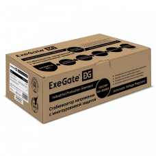 Exegate EX291737RUS Стабилизатор напряжения ExeGate Master AV-1000 (1000ВА, 140-260В, цифр. индикация вход/вых. напряжения, 220В±8%, КПД 98%, 5 уровней защиты, задержка, метал.корпус, евророзетка, RTL
