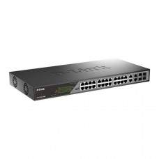 D-Link DSS-200G-28MP/A1A Настраиваемый L2 коммутатор с 24 портами 10/100/1000Base-T и 4 комбо-портами 100/1000Base-T/SFP (24 порта PoE 802.3af/at, PoE-бюджет 370 Вт, дальность до 250 м)