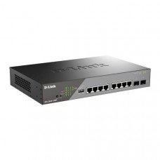 D-Link DSS-200G-10MP/A1A Настраиваемый L2 коммутатор с 8 портами 10/100/1000Base-T и 2 портами 1000Base-X SFP (8 портов PoE 802.3af/at, PoE-бюджет 130 Вт, дальность до 250 м)