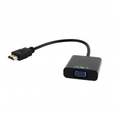 Bion Переходник с кабелем HDMI - VGA+Audio, 19M/15F + miniJack 3.5mm, длина кабеля 15см, черный [BXP-A-HDMI-VGA-03]
