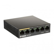 D-Link DSS-100E-6P/A1A Неуправляемый коммутатор с 6 портами 10/100Base-TX (4 порта PoE 802.3af/at, PoE-бюджет 55 Вт, дальность до 250 м)