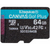 Micro SecureDigital 64Gb Kingston Canvas Go Plus UHS-I U3 A2 (170/70 MB/s) SDCG3/64GBSP