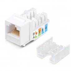 Rexant (02-0064) Модуль Keystone Jack RJ-45(8P8C), UTP неэкранированный, CAT 5e, тип 90 градусов, белый PRO