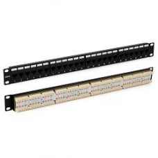 Hyperline PP3-19-24-8P8C-C6-110D Патч-панель 19", 1U, 24 порта RJ-45, категория 6, Dual IDC, ROHS, цвет черный (задний кабельный организатор в комплекте)