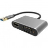 VCOM  CU322M Кабель-переходник USB 3.0 (Am) --> HDMI(f)+VGA(f), Aluminum Shell