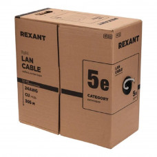 Rexant (01-0154-R) Кабель F/UTP, CAT 5e, PE, 4х2х0,48 мм, внешний, черный, 305м, серия LIGHT, РФ