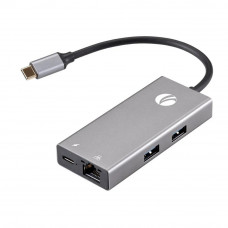 VCOM CU459 Адаптер Type-Cm --> RJ-45+2USB3.0(f) + PD100 Вт  Alum  Shell VCOM <CU459>