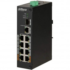 DAHUA DH-PFS3110-8ET-96 8-портовый неуправляемый коммутатор с PoE, уличное исполнение, 8xRJ45 100Mb PoE, 1xRJ45 1Gb + 1xSFP 1Gb uplink, суммарно 96Вт, коммутация 7.6 Гбит/с, MAC-таблица 8К