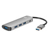 VCOM CU4383A Адаптер концентратор USB 3.1 Type-A --> 4 USB3.0 Alum Shell  HUB+ PD, VCOM <CU4383A> [4895182217737]