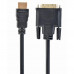 Кабель HDMI-DVI Cablexpert CC-HDMI-DVI-6, 19M/19M, single link, медь, позол.разъемы, экран, 1.8м, черный, пакет