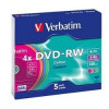 Verbatim  Диск DVD-RW 4x, Colour, Slim, 5шт,(43563)