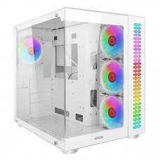 Ginzzu V590 RGB подсветка, контроллер CRC10, 4* 12RW6 FAN 12CM RGB, закаленное стекло 1*USB 3.0,1*USB 2.0, AU Белый AT