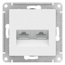 Systeme electric ATN000185 ATLASDESIGN РОЗЕТКА двойная компьютерная RJ45+RJ45, кат.5E, механизм, БЕЛЫЙ