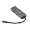 Exegate EX293982RUS Док-станция ExeGate DUB-21C/PD/HL (кабель-адаптер USB Type-C --> 2xUSB3.0 + PD 100W + HDMI 4K@60Hz + Lan RJ45 10/100/1000Mb, Plug&Play, серая)