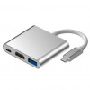 ORIENT Кабель-адаптер C028, USB3.1 Type-C (DisplayPort Alt mode) -> HDMI+USB 3.0+PD(Type-C), 4K@30Hz, 0.15 метра, серебристый (31062)