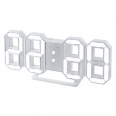 Perfeo LED часы-будильник "LUMINOUS", белый корпус / белая подсветка (PF-663)