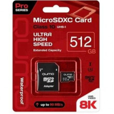 Micro SecureDigital 512Gb QUMO QM512GMICSDXC10U3 {MicroSDXC Class 10 UHS-I, SD adapter}